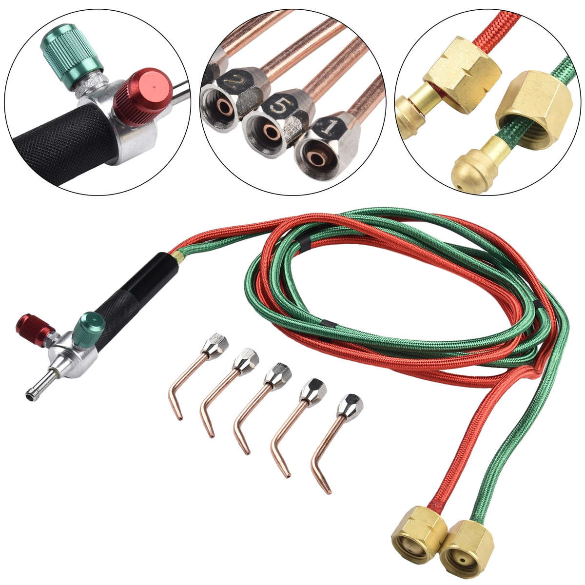 Mini Gas Welding Cutting Oxy Oxygen Acetylene Torch Kit Welder Tool & 5 Nozzles
