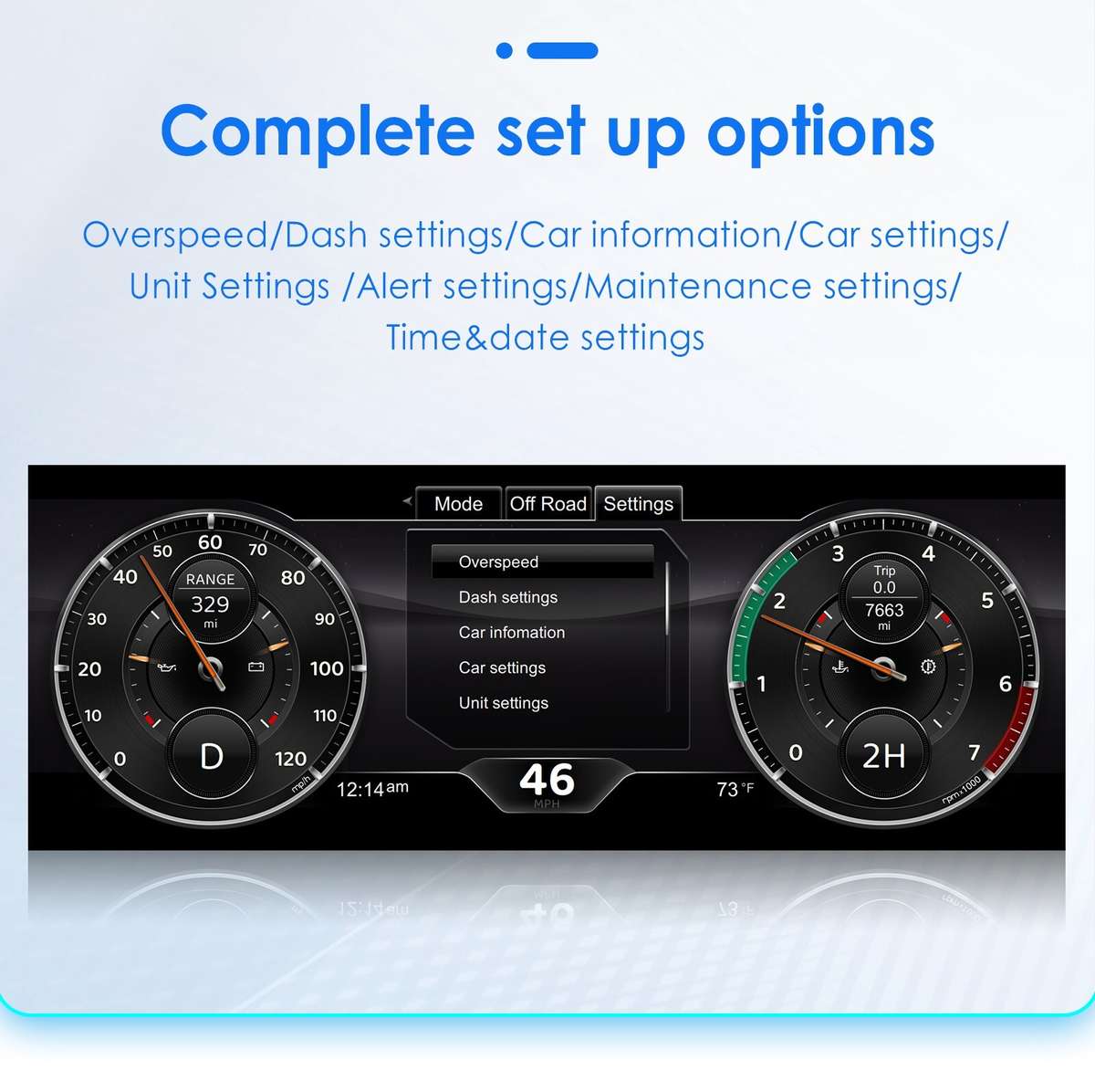 12.3" Display For Jeep Wrangler 2011-2017 Digital Cluster Instrument Speedometer