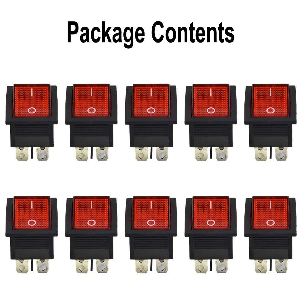 10*Red Light 4-Pin DPST ON-OFF Rocker Switch KCD4 15A 250V 20A 125V AC-Parts Kit