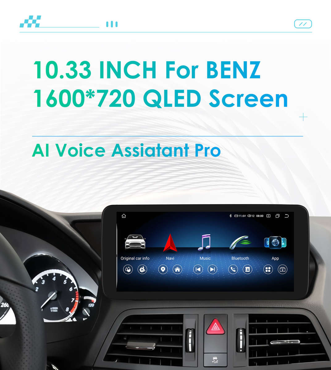 6+64G Android 12 CarPlay Radio Stereo GPS 10.33'' For Mercedes Benz E Class E350