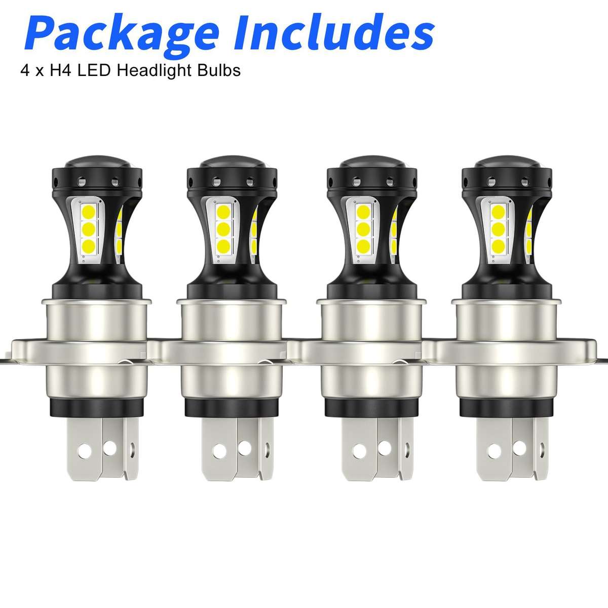 4x 4-Sides H4 9003 LED Headlight Bulbs High Low Beam Conversion Kit 6000K White