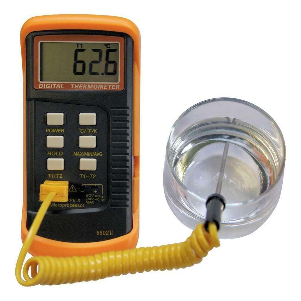 Dual Channel K-Type Digital Thermocouple Thermometer 6802 II 2 Sensors+ Probe