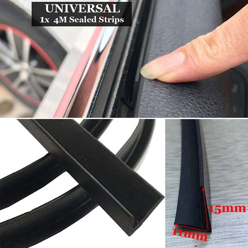 4m V-Type Car Seal Strip For Auto Car Side Glass Rubber Black Parts