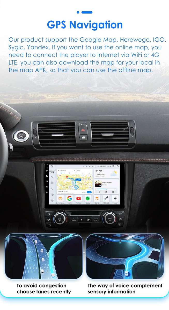 9" Android 12 For BMW 1 Series E88 E82 E81 E87 Car Stereo Radio Carplay WiFi GPS