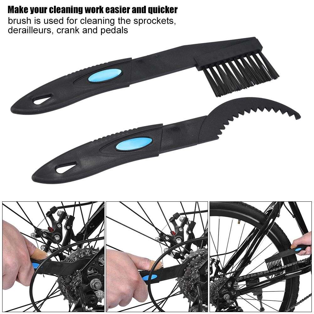 2pcs Bike Brush Scraper Pedal Derailleur Cleaning Tool Bicycle Accessory CW