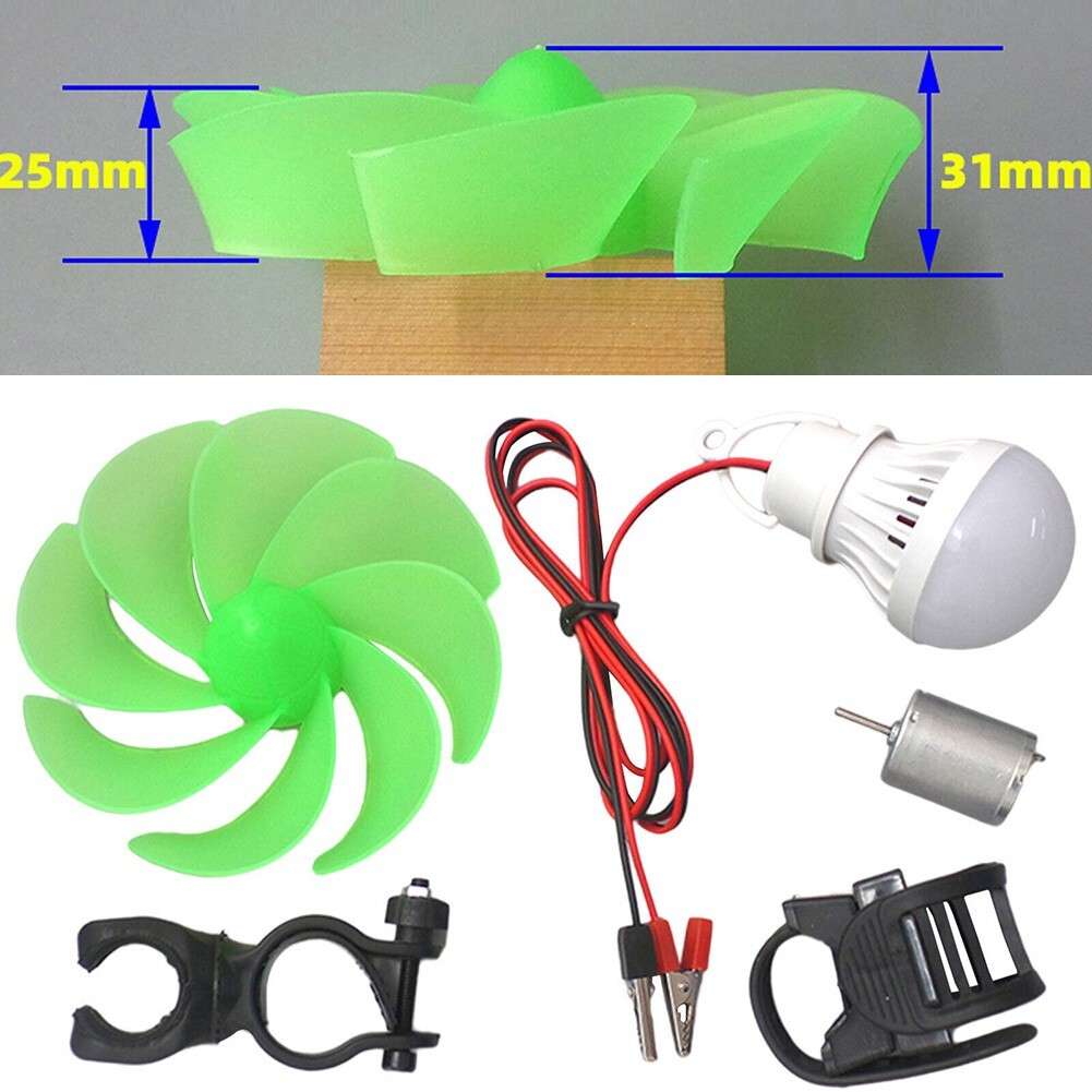 Mini Wind Turbine Motor Blade W/Bulb DIY Kit Power Alternative Energy Generator