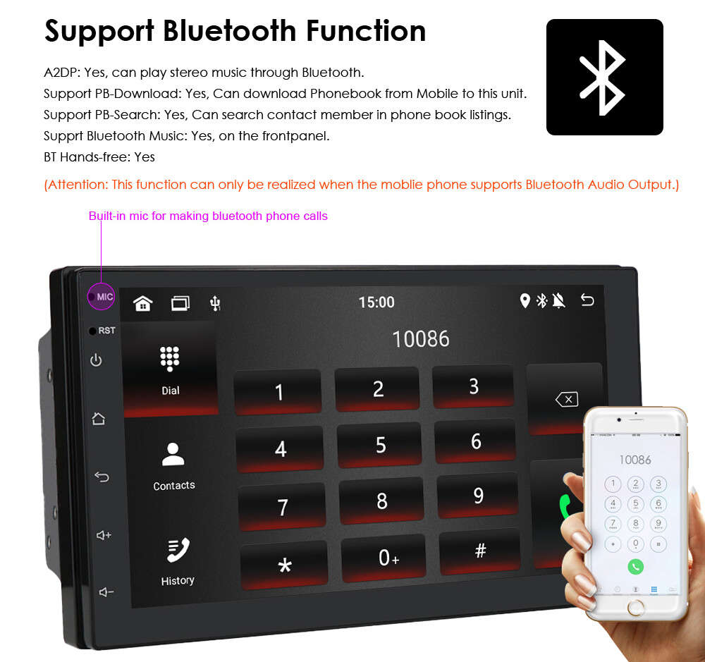 7Inch Android 10 Head Unit Car Stereo Apple Carplay GPS BT Double Din Car Radio