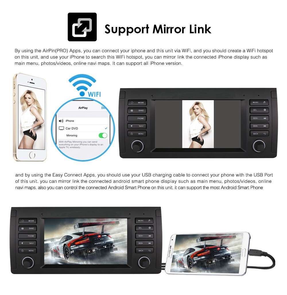 For BMW 5 Series E39 X5 E53 7" Android Auto 12 Car Stereo GPS CarPlay RDS 2+32GB