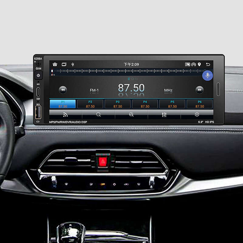 6.9" 1 Din Car Radio Touch Screen FM GPS Navi WiFi Carplay Android Player New
