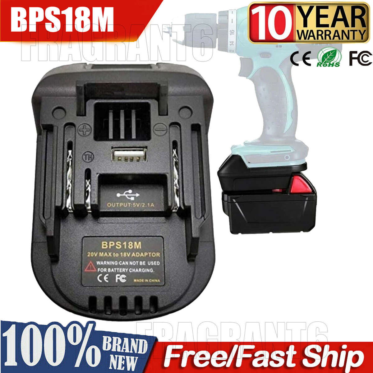 Adapter Converter For Black Decker 20V li-ion battery to For Makita 18V tool