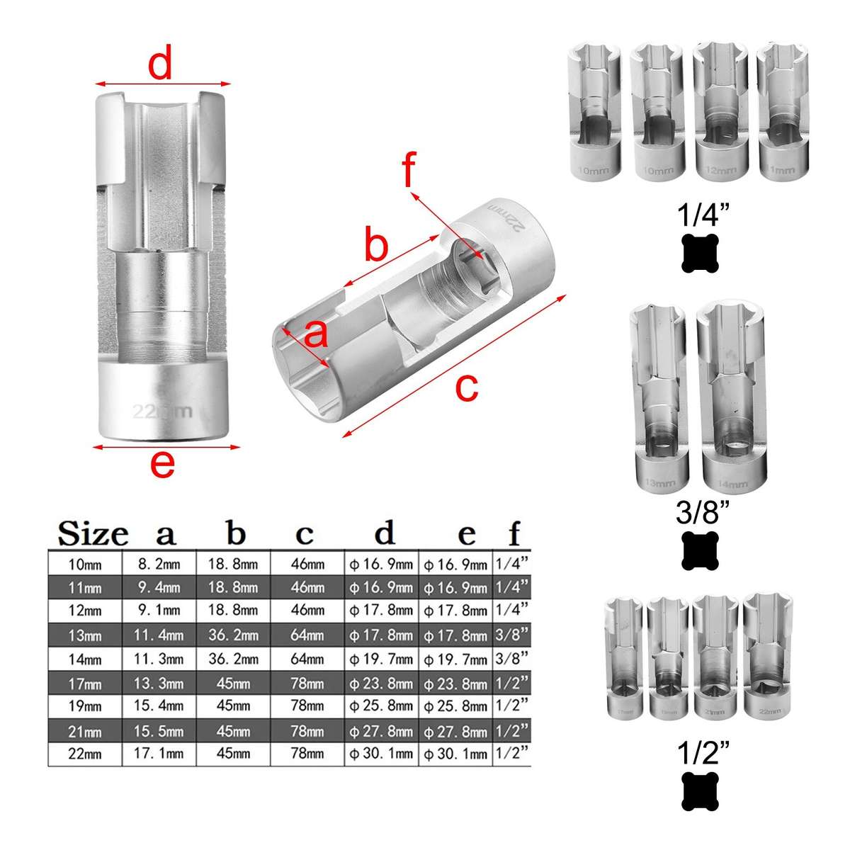 10-22mm Special Socket Set For Coolant Sensors And Wired Temperature Sensors