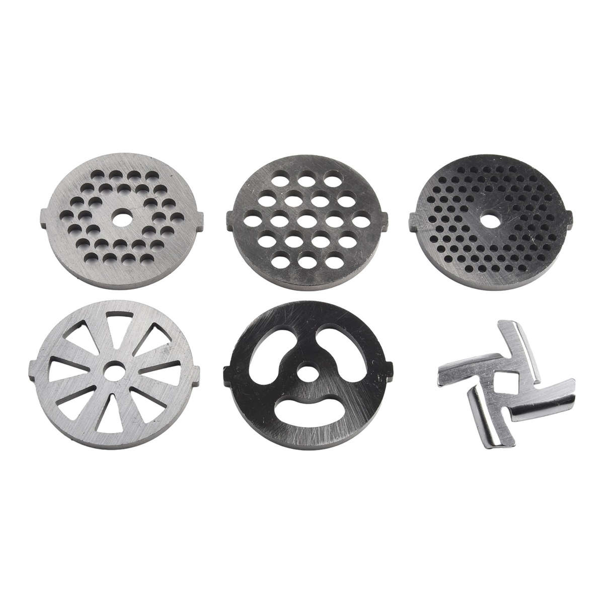 6X Meat Grinder Mixer Plate Discs Stainless Steel Kit-Food Grinders Accessories