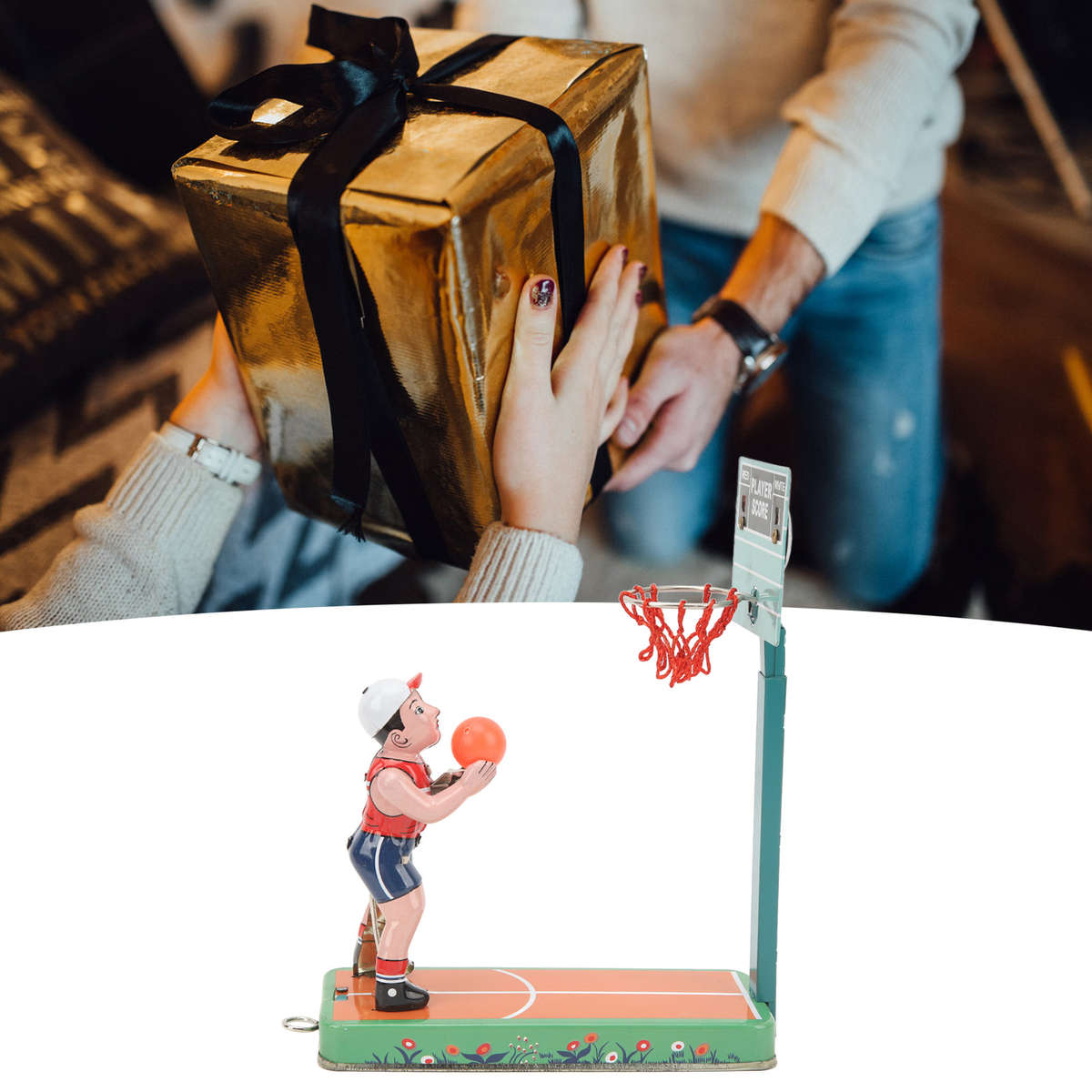 Table Basketball Game Vintage Tin Wind Up Toy Clockwork Toy For Basketball