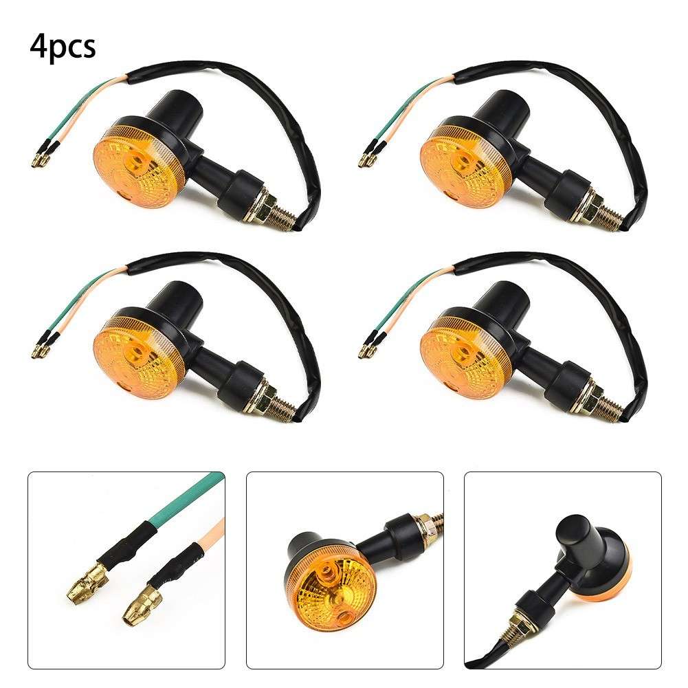 4* INDICATORS TURN SIGNAL AMBER LENS MOTORCYCLE BLINKER LIGHTS-BULBS