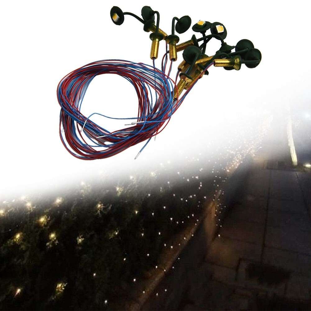 10 X OO / HO Scale Street Bracket Light Model Wall Lamp Posts LED Building