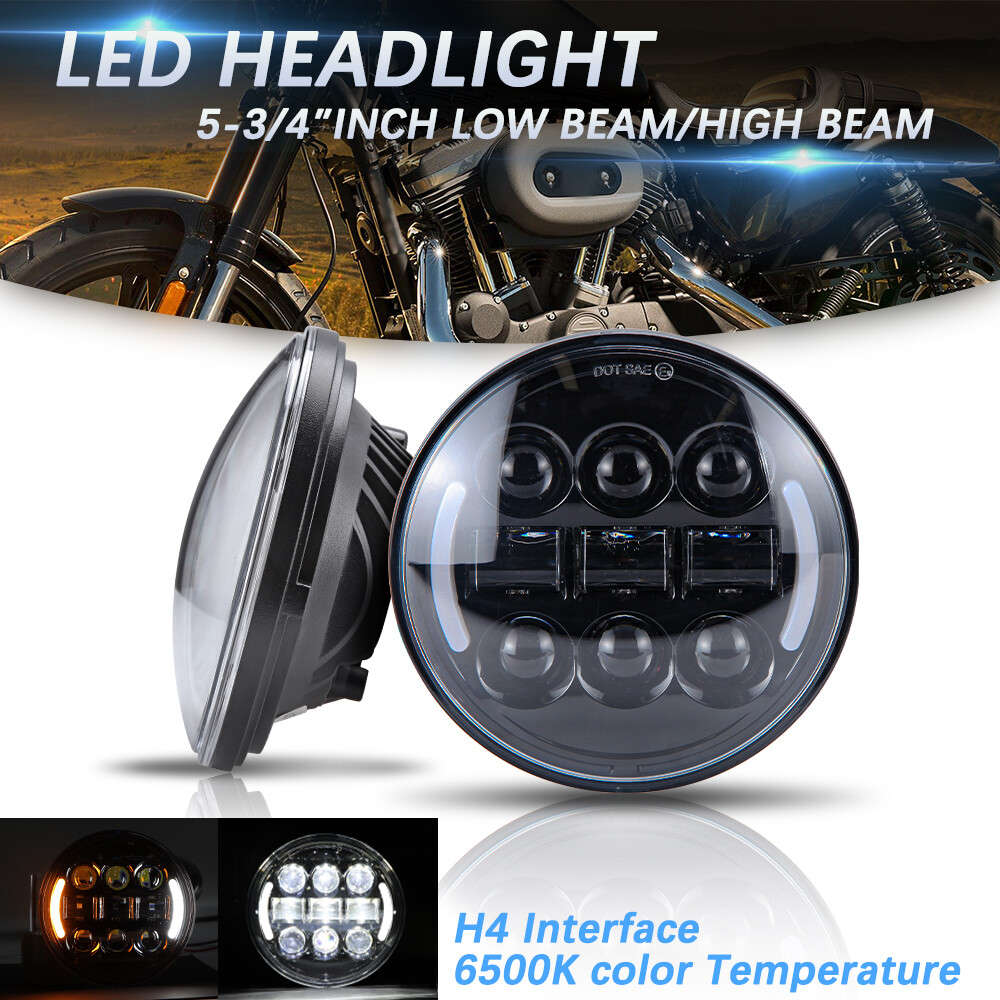 For Yamaha Virago 250 750 535 1100 Vmax 1200 5.75" LED Headlight Projector Hi/Lo