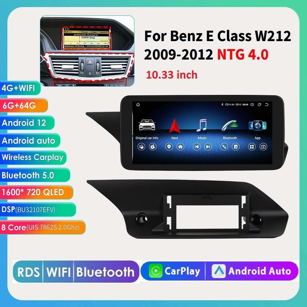 6+64G Android 12 CarPlay Radio Stereo GPS 10.33'' For Mercedes Benz E Class E350