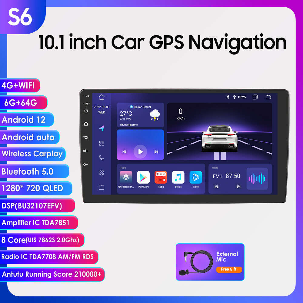 Octa Core Android 12 2Din 10.1" Car Radio Stereo CarPlay GPS Navi BT DSP 6+64GB