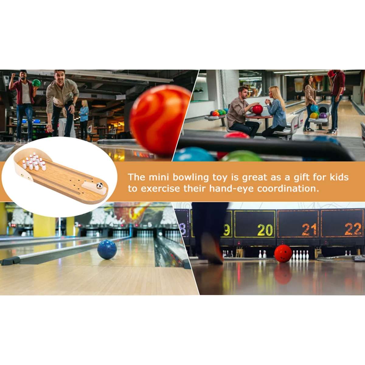 Table Mini Bowling Game Set Wooden Desktop Decoration Children Toys CH