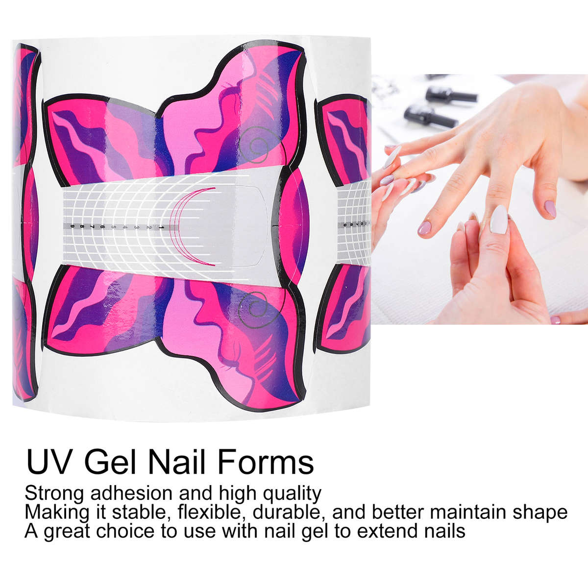 300Pcs Long UV Gel Nail Forms Self Adhesive Nail Art Extension Sticker Manic CHW