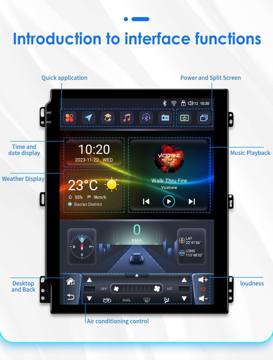 9.7" For Dodge Ram 1500 2500 3500 2013-2019 Car Radio Stereo GPS Android Carplay