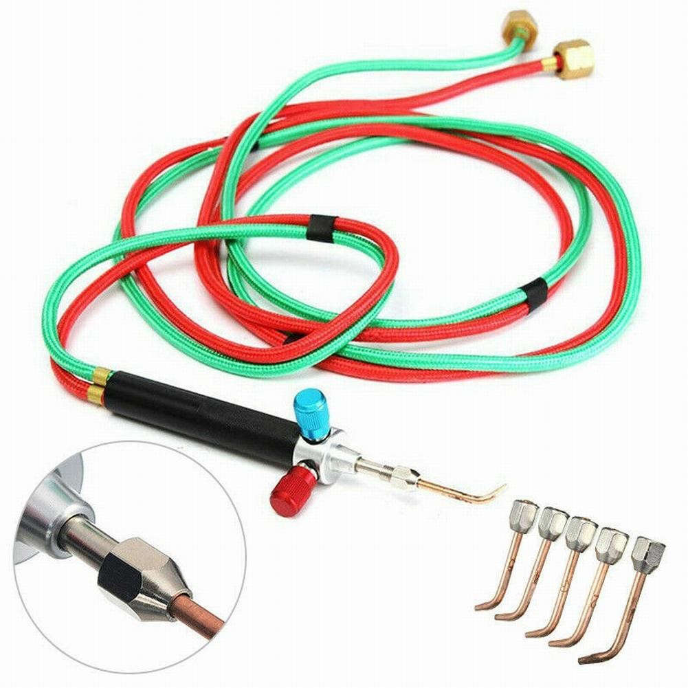 Mini Gas Welding Cutting Oxy Oxygen Acetylene Torch Kit Welder Tool & 5 Nozzles