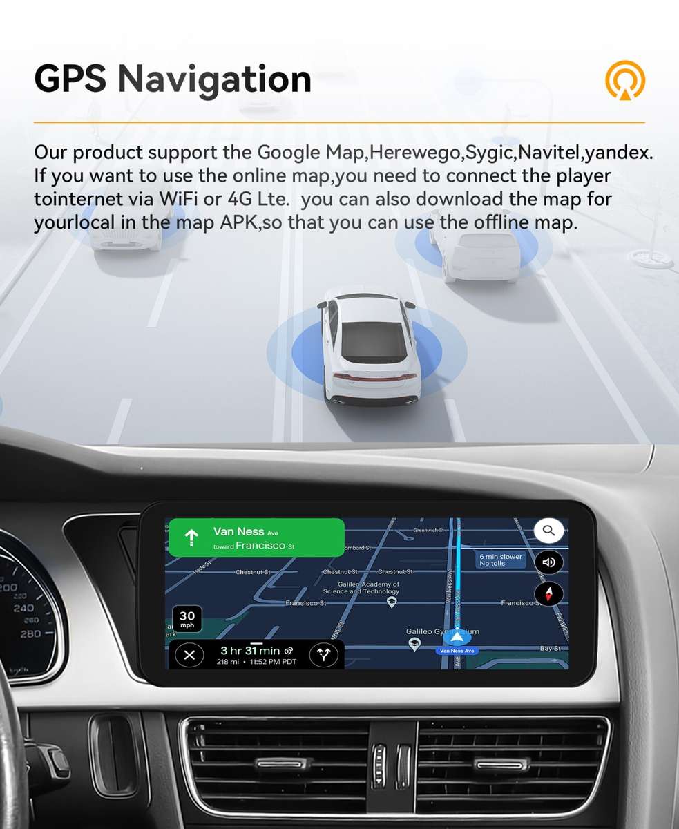 10.25" Screen Android 13 Carplay Car Radio GPS SWC for Audi A4 A5 S4 RS5 2009-16