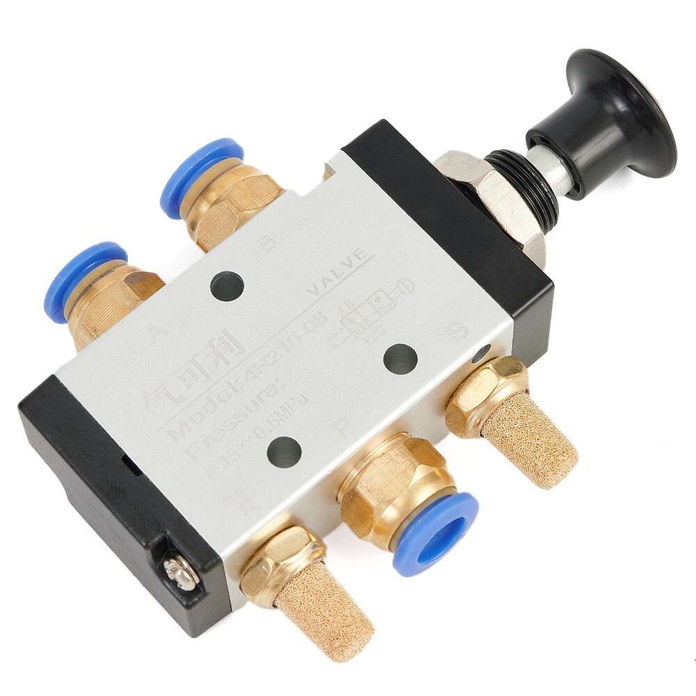 4R210-08 Hand Push Pull Pneumatic-Air Valve 5 Ways 2 Pos 1/4"BSPT & Connector
