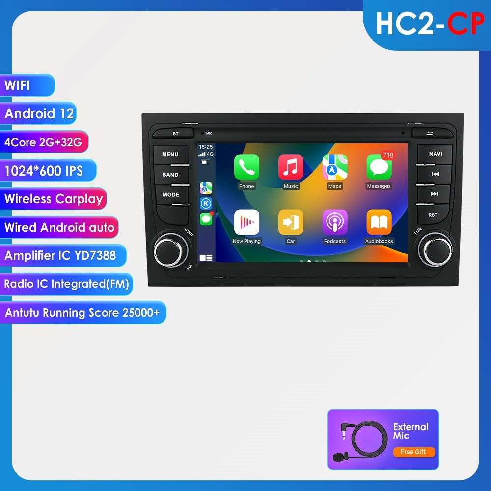 For Audi A4 S4 B6 B7 2005-2008 7" Android 12 CarPlay Car Stereo Radio Player 32G