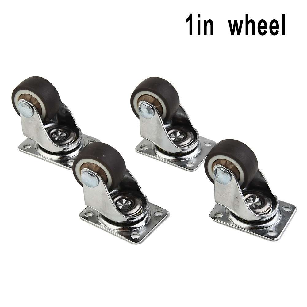 4PCS Mini Small Casters Diameter 1inch/25mm TPE Rubber Super Mute Wheels