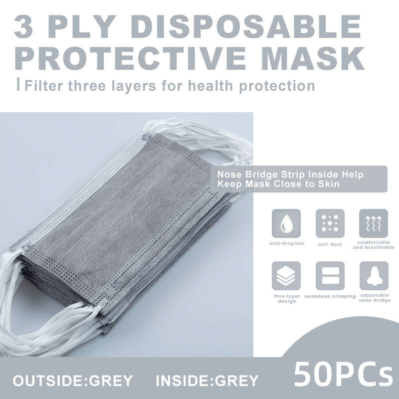 Gray 3ply Masks - 50 in a pack