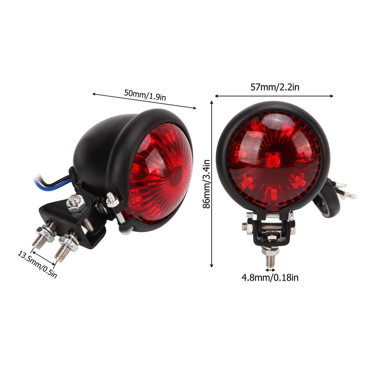 Motorcycle Retro Round LED Taillight Brake Running Light Universal Part For 12V