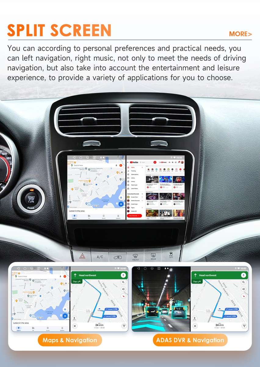 8Core For Dodge Journey 2011-2019 Android14 Car Multimedia Radio Stereo GPS Navi