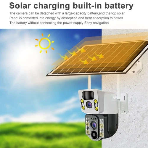 V380 Pro Solar outdoor camera wireless dual lens waterproof 4G 360 CCTV camera