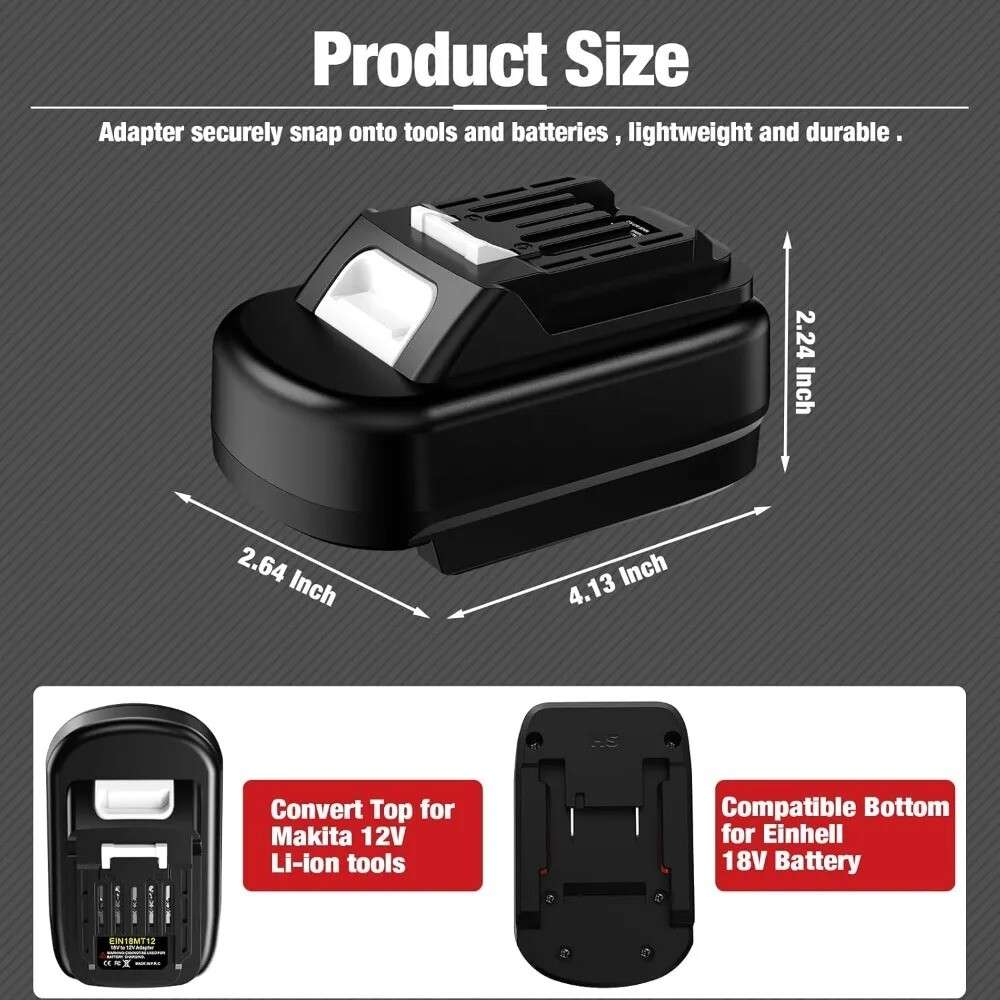 Adapter for Einhell 18V Li-ion Battery Convert to for Makita 12V Power Tools