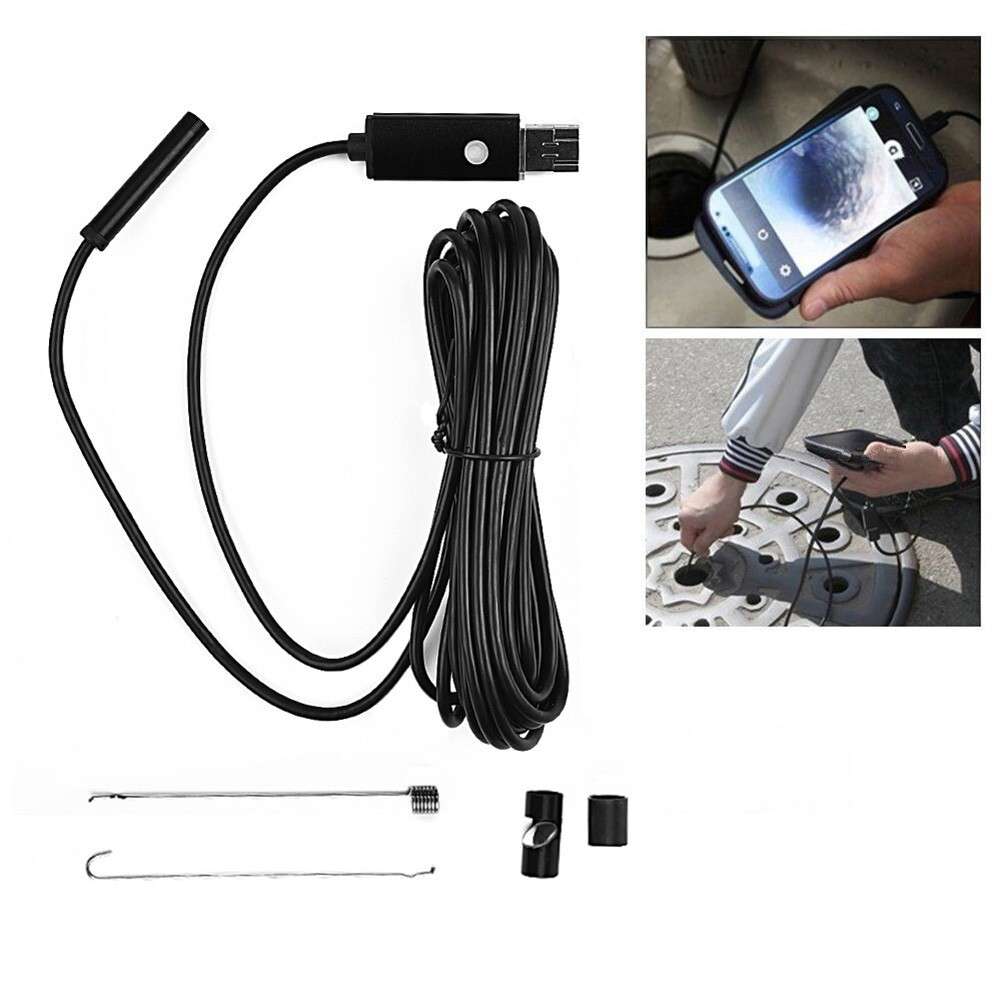 IP67 Pipe Drain Plumbers Camera USB Inspection Borescope 5M 7mm 1.3MP