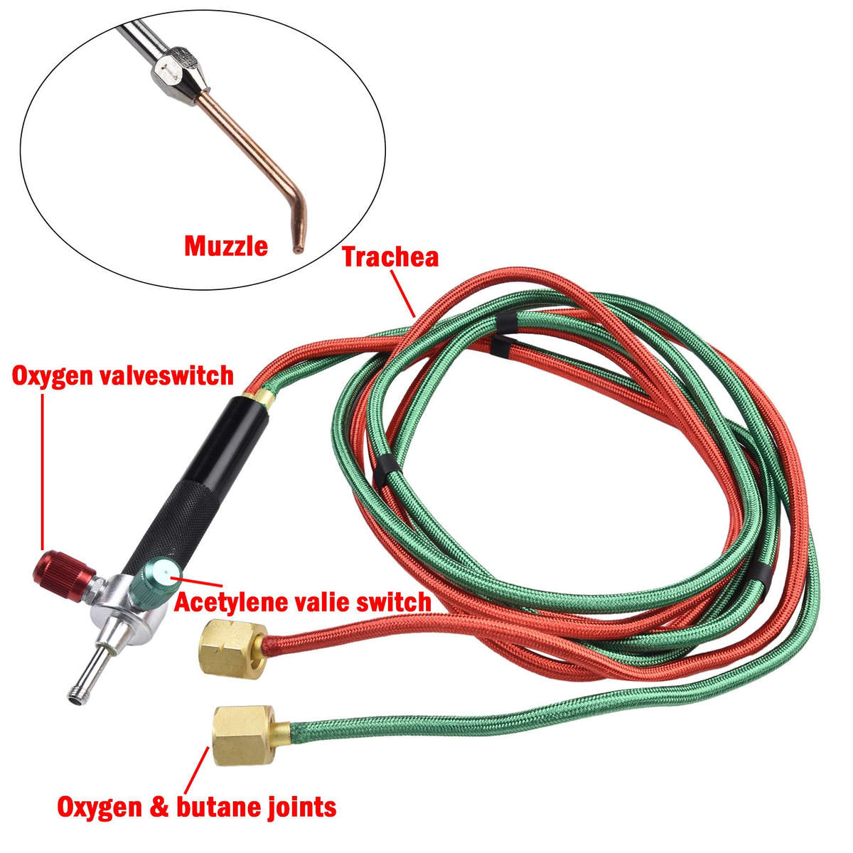 Mini Gas Welding Cutting Oxy Oxygen Acetylene Torch Kit Welder Tool & 5 Nozzles
