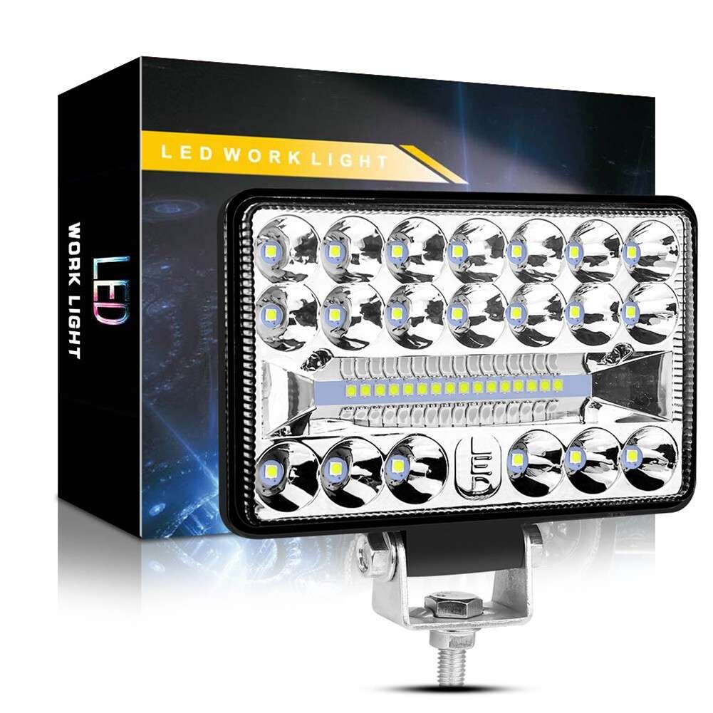 2x 60W 3X5 Inch Chrome Rectangular LED Headlights Replacement High Brightness