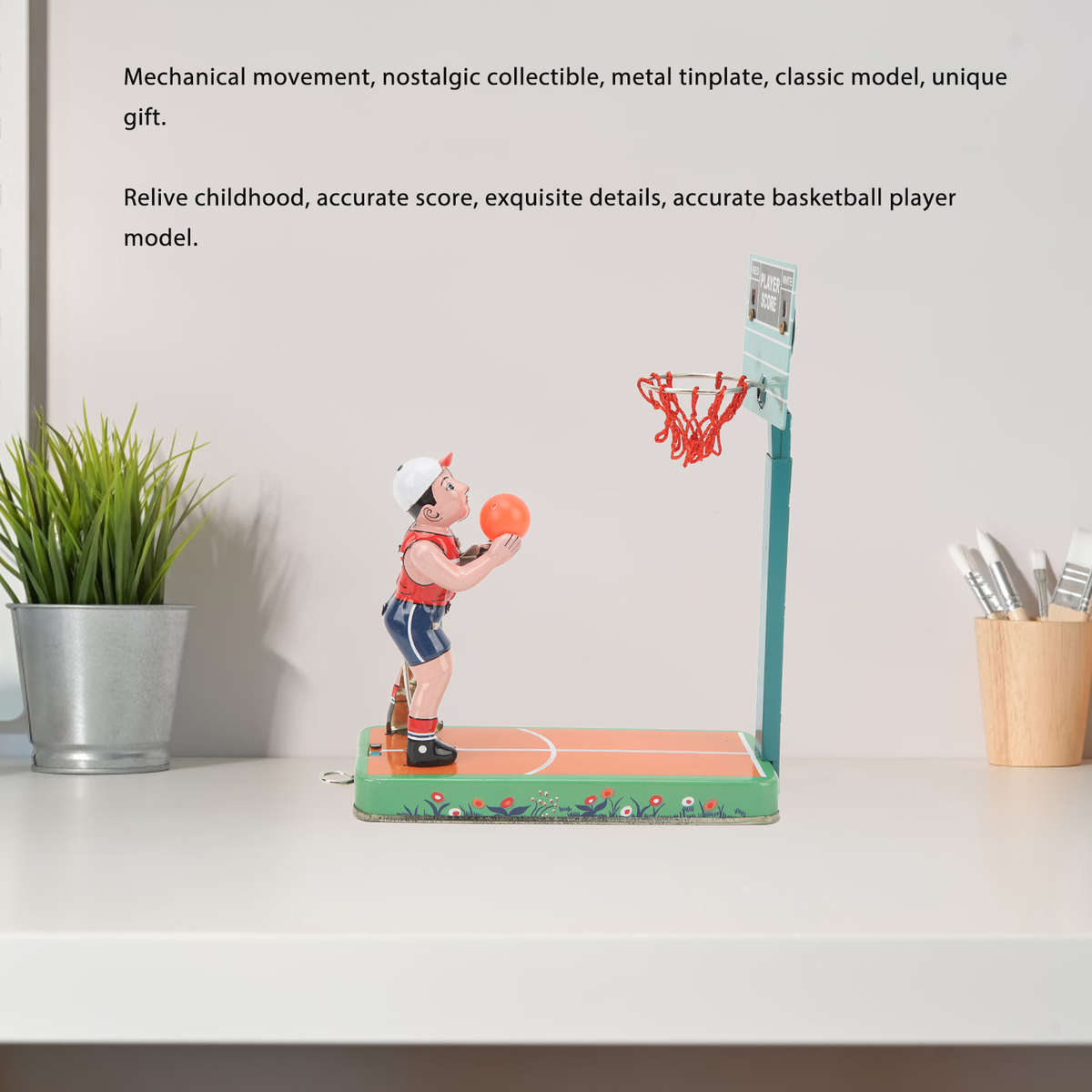 Table Basketball Game Vintage Tin Wind Up Toy Clockwork Toy For Basketball
