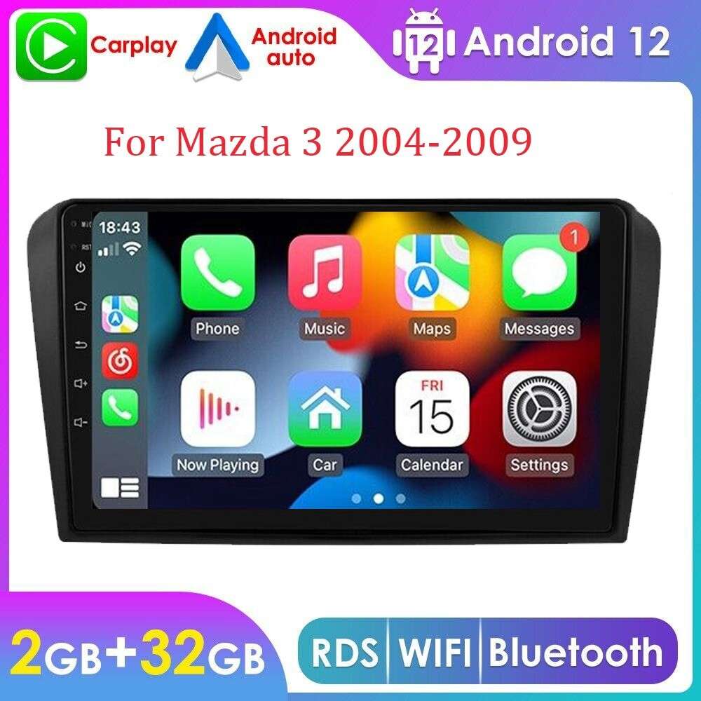 9"For Mazda 3 2004-2009 Carplay Radio GPS Stereo Android 13 2+32GB Navi RDS Wifi