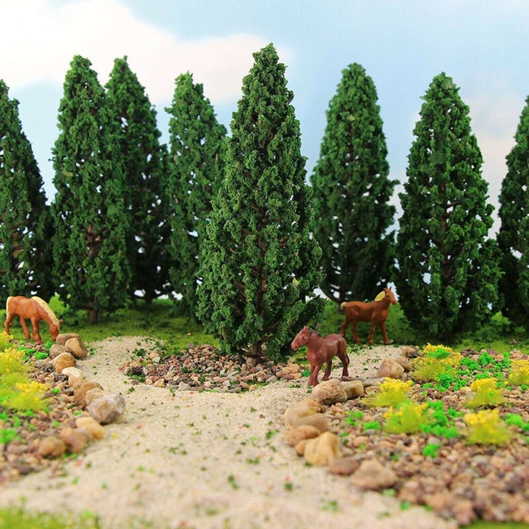 10x 15cm Model Pine Trees Green For O G Scale Railway Scenery Layout