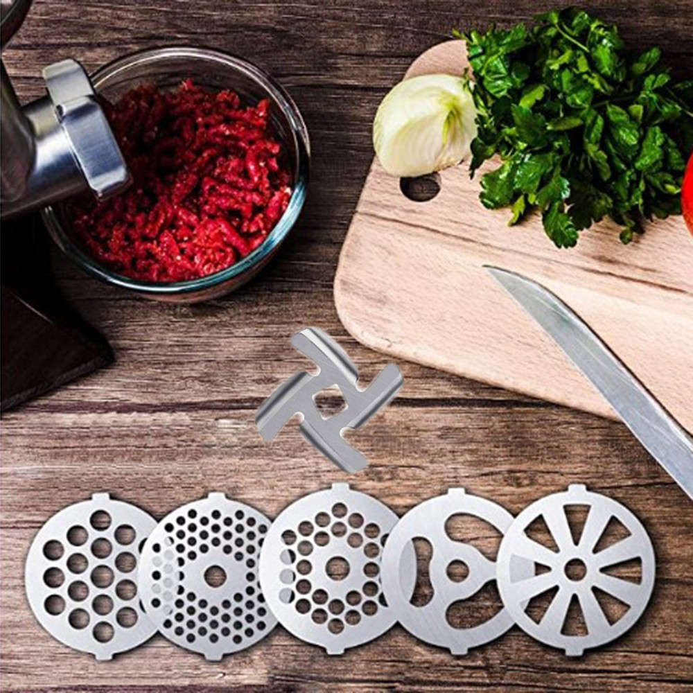 6X Meat Grinder Mixer Plate Discs Stainless Steel Kit-Food Grinders Accessories