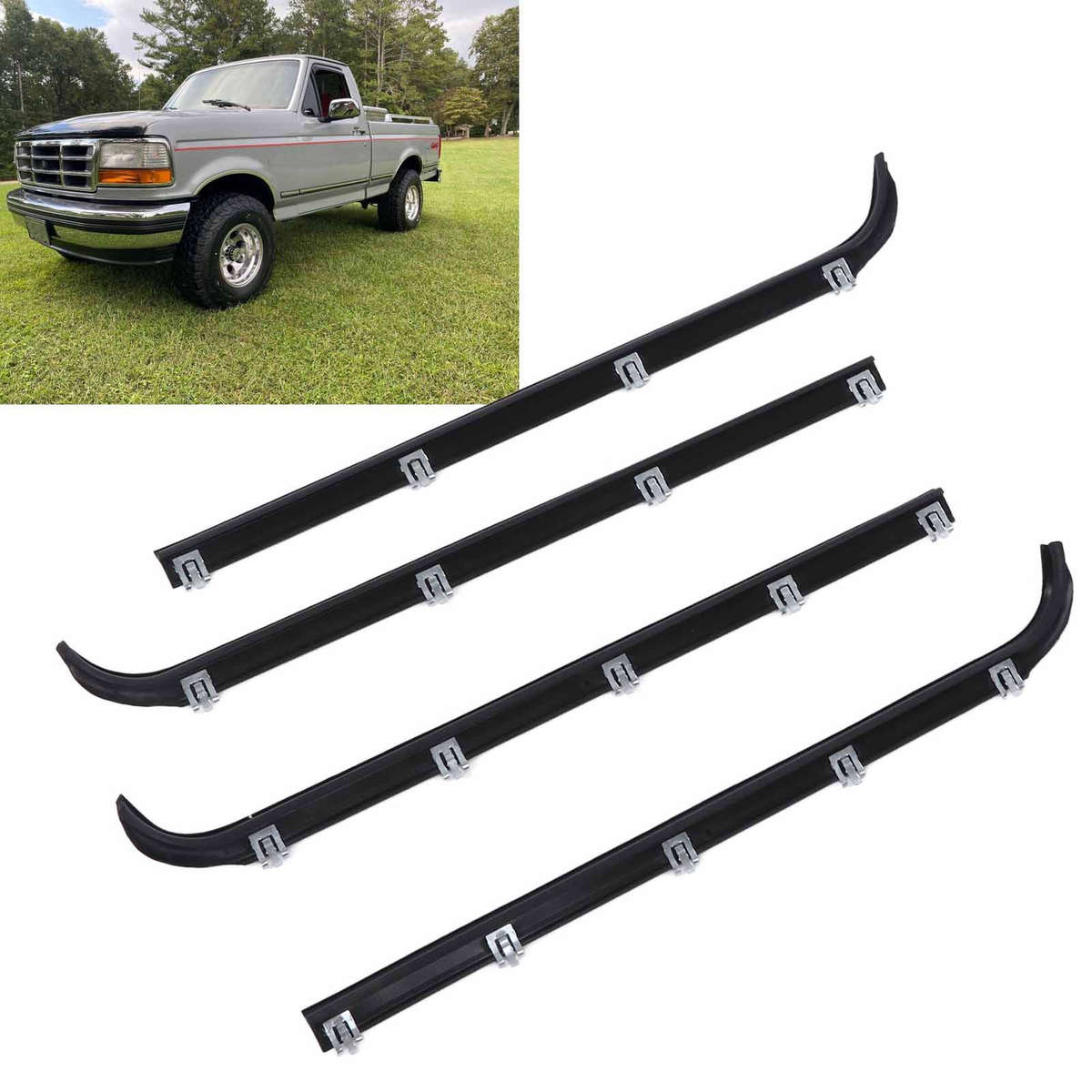 4pcs Window Sweep Felts Seals AM41543318 Weatherstrip Kit Part For Truck