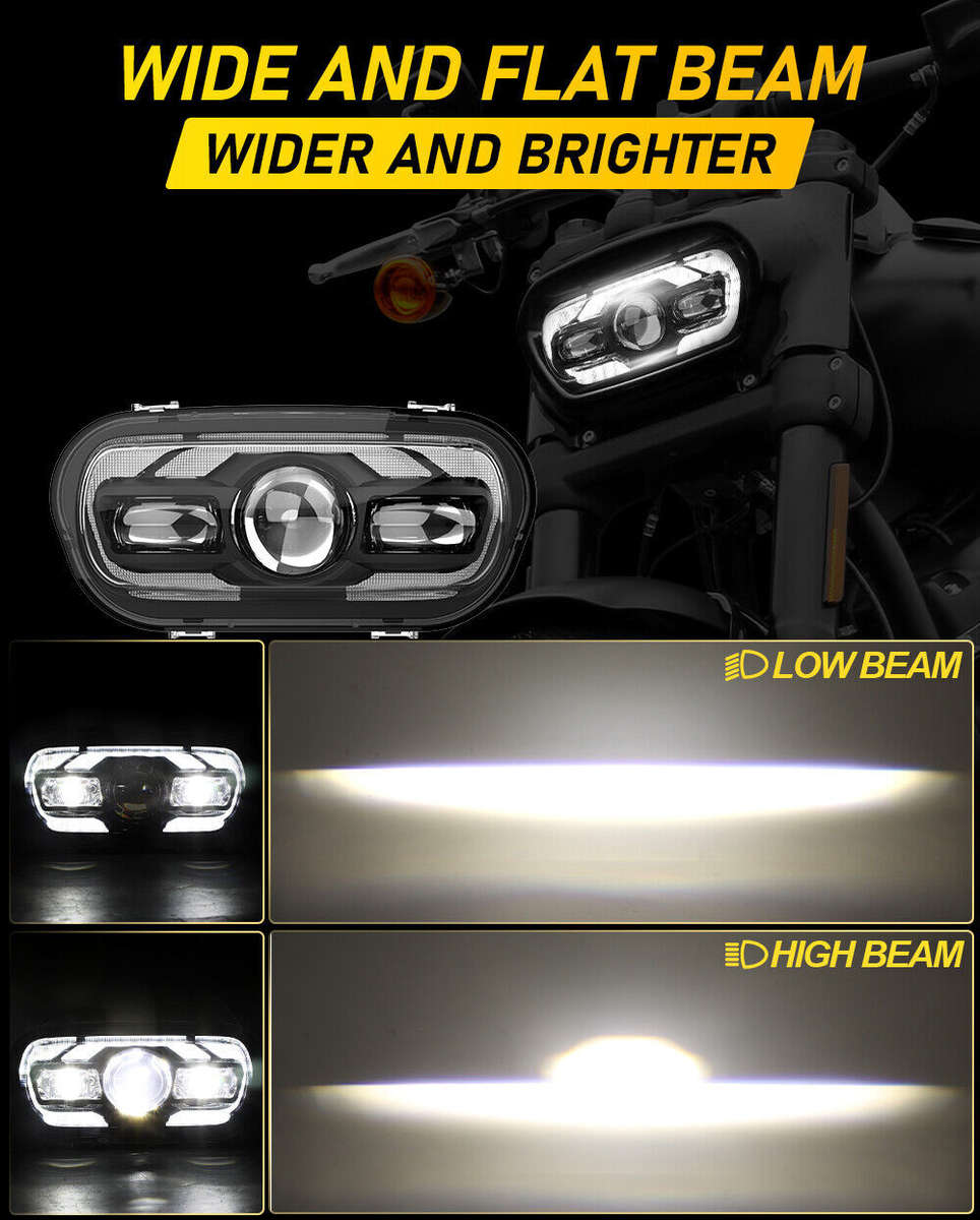 LED Headlight DRL High Low Beam For Harley Fat Bob 2008-2019 Driving light