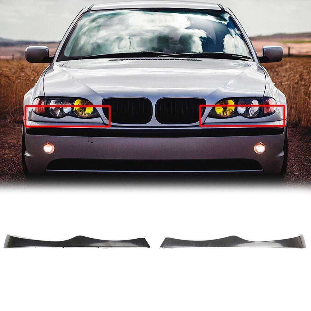 2X Headlight Eyebrow Lower Headlamp Eyelid Cover Trim For E46 325 330 Sedan