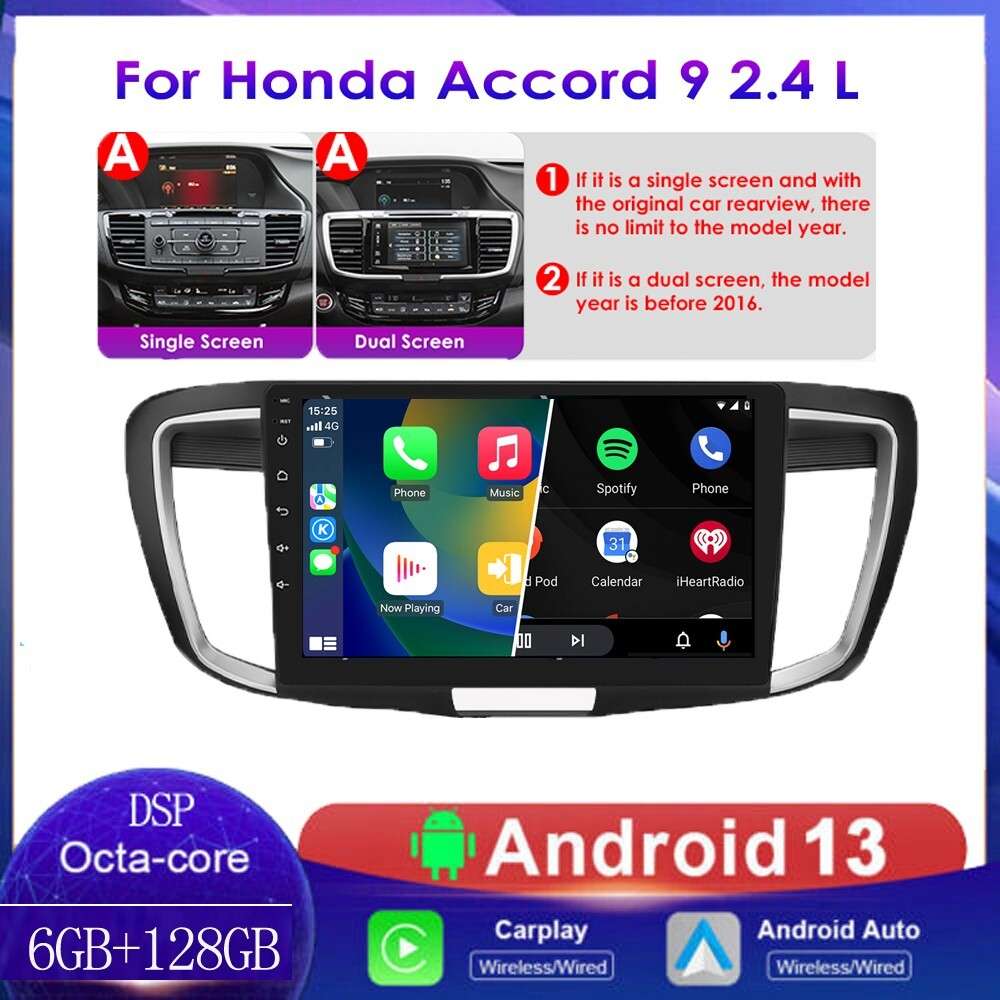 8Core Android 13 Car GPS Stereo For Honda Accord 9 2013-2017 CarPlay SWC 6+128GB