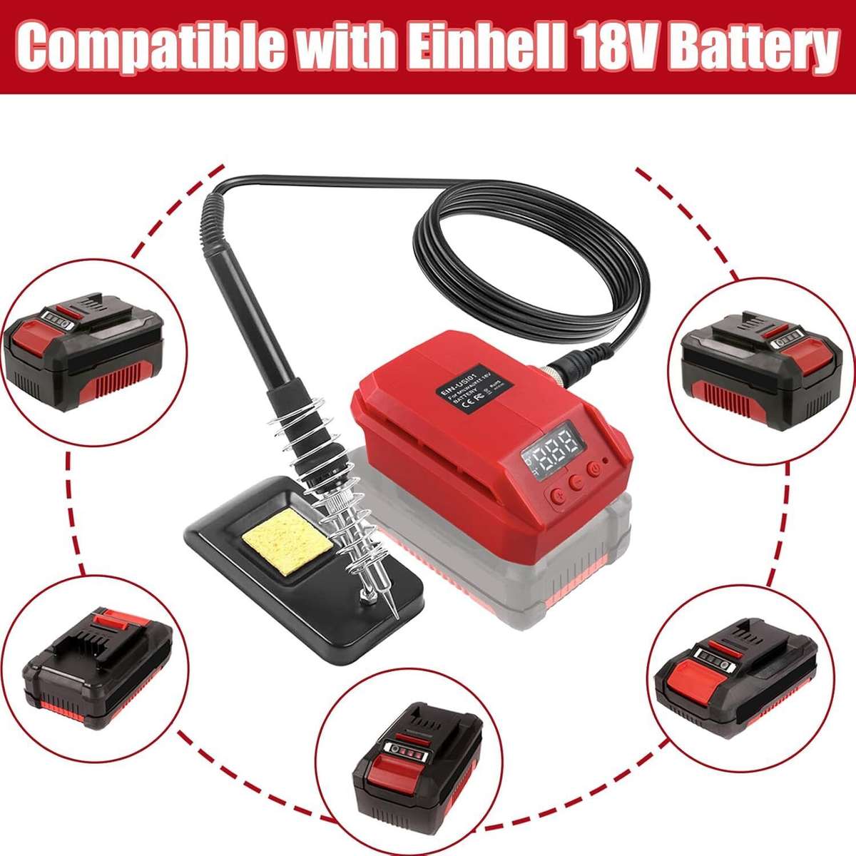 Cordless 60W Electric Cordless Soldering Iron LCD Welding Tool For Einhell 18V