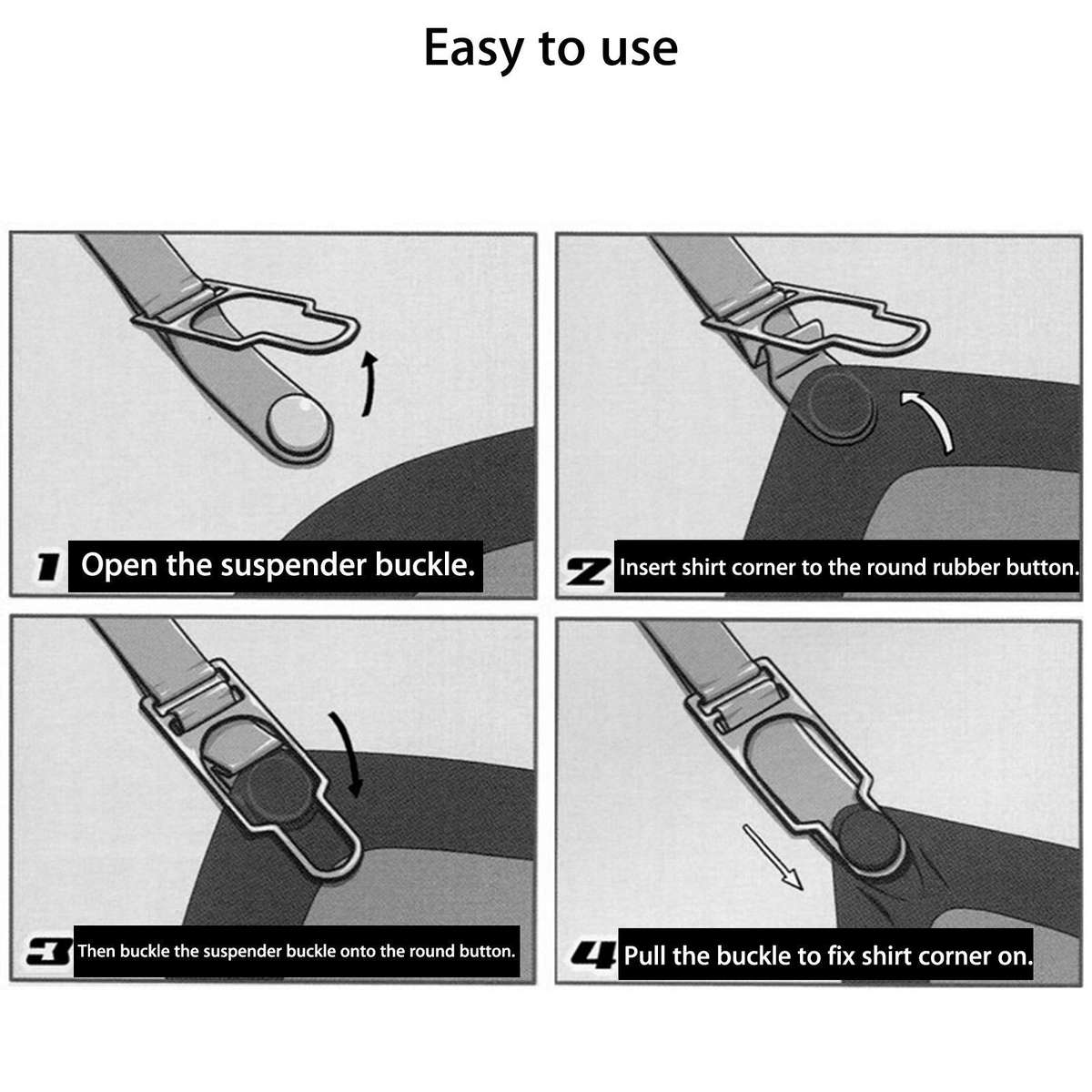 2x Mens Shirt Stays Holders Elastic Garter Belt ,Non-Slip Locking Clamps Uniform