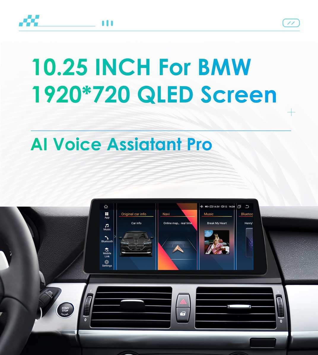 10.25" Car GPS Radio 8Core For BMW X5 X6 E70 E71 CIC Android 13 Wireless CarPlay