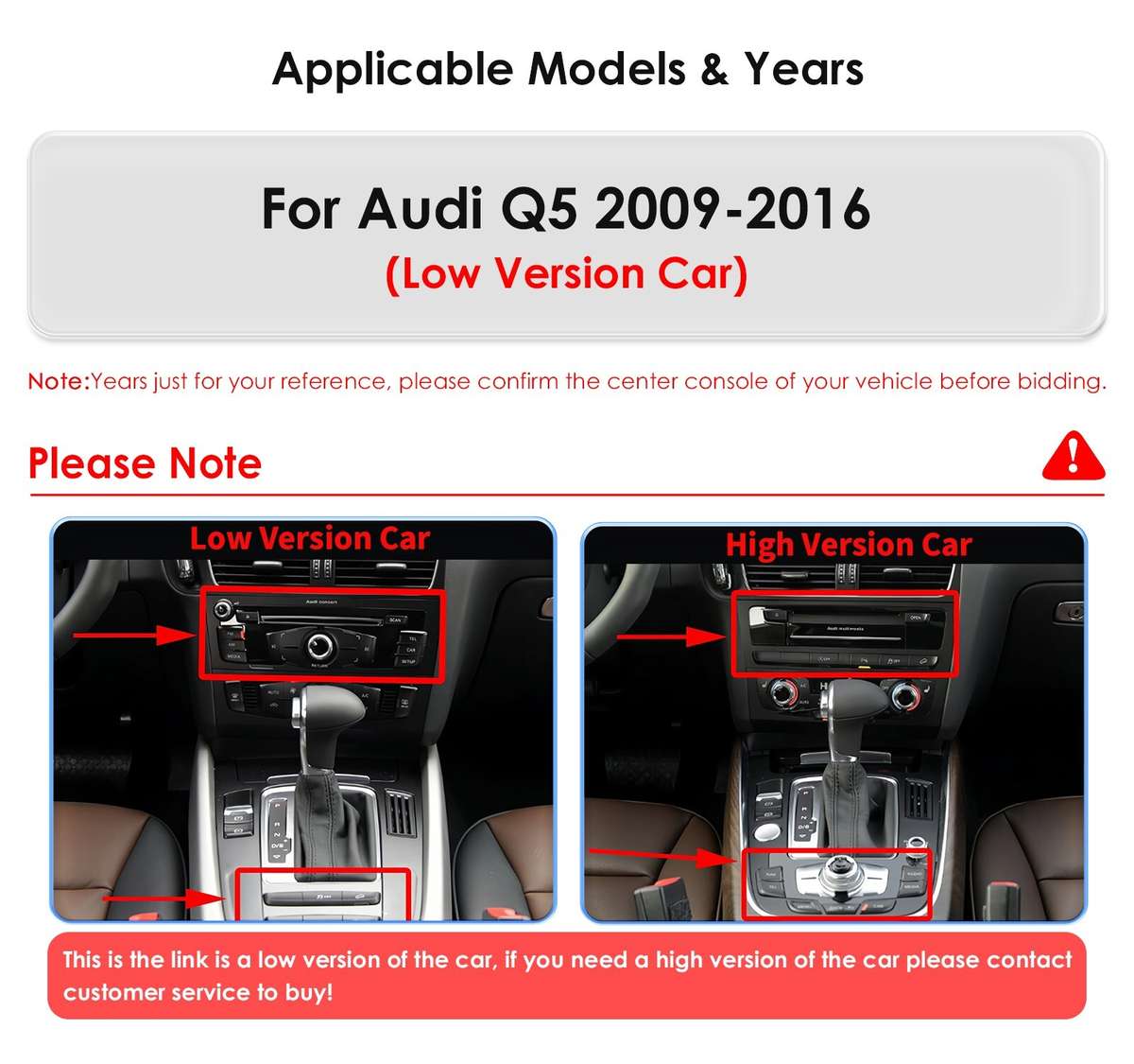 10.25" For Audi Q5 2009-2016 Low Android 13 Carplay Car Stereo GPS Navi BT 6+64G